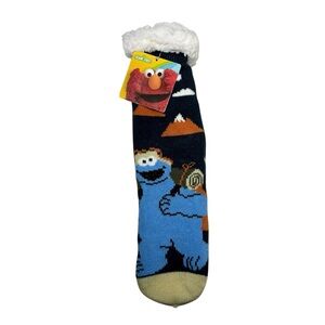 Sesame Street Sherpa Lined Unisex Cookie Monster Soft Warm‎ Non-Slip Socks OS